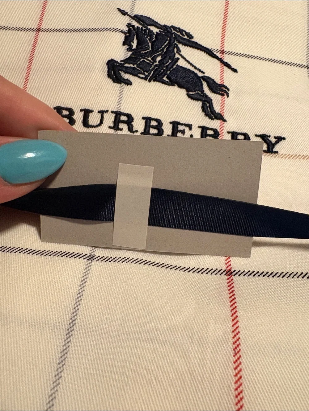 Burberry White Cotton Sheet with Red & Beige Windowpane